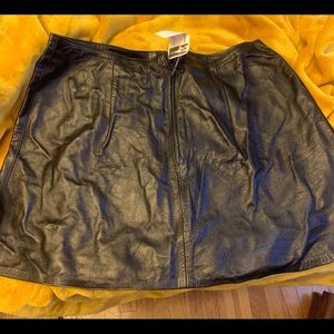 Genuine Leather Black Mini Skirt